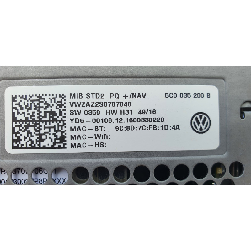 5C0035200B Volkswagen Passat Navigation Radio Receiver 2016-2017