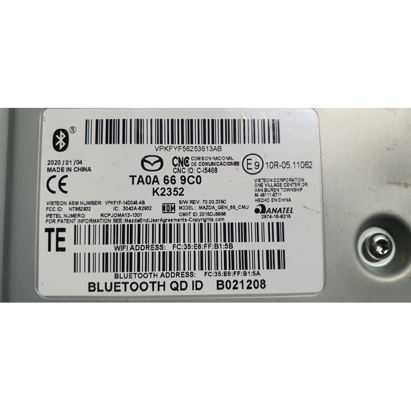 TA0A-66-9C0 Mazda 3 Connectivity Media Receiver 2014-2021 BHP1-66-9C0