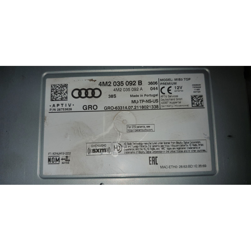 4M2035092B Audi A4 Multimedia MMI Radio Control Unit 2021-2023 4M2035092A