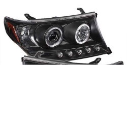 Toyota Land Cruiser Right Black Dual Halo LED Projector Headlight 2008-2011