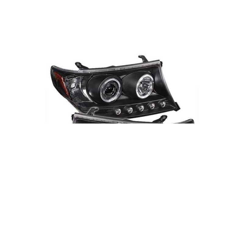 Toyota Land Cruiser Right Black Dual Halo LED Projector Headlight 2008-2011