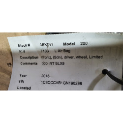 1VH87DX9AG Chrysler 200 Steering Wheel Airbag 2015-2017 1VH87DX9AH