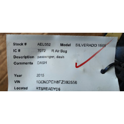 23121207 Cadillac Escalade Passenger Dash Airbag 2015-2020 84637845