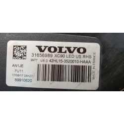 31656989 Volvo XC90 Right Full LED Adaptive AFS Headlight 2016-2022