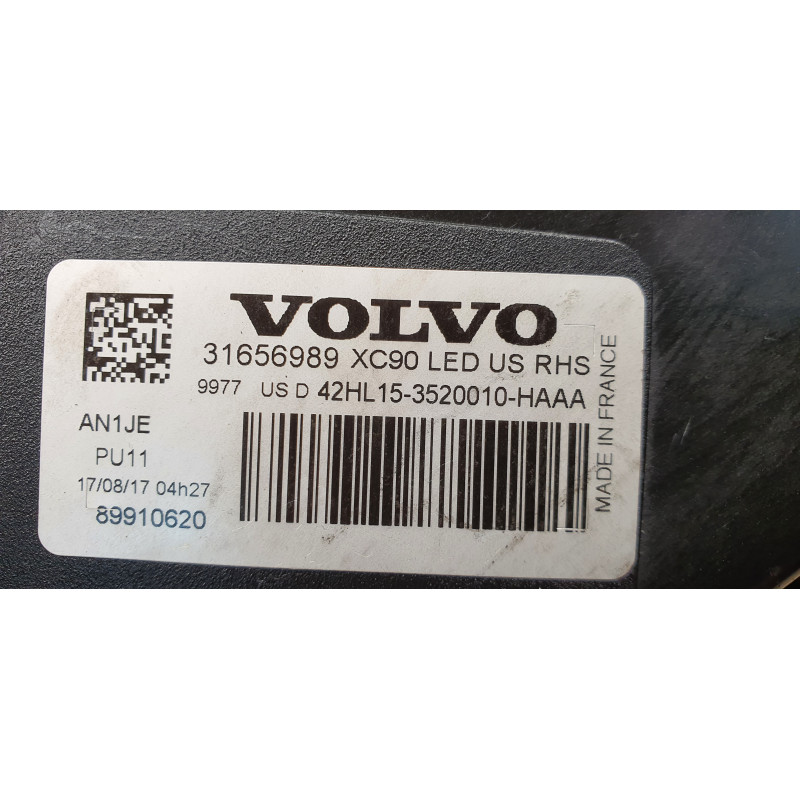 31656989 Volvo XC90 Right Full LED Adaptive AFS Headlight 2016-2022