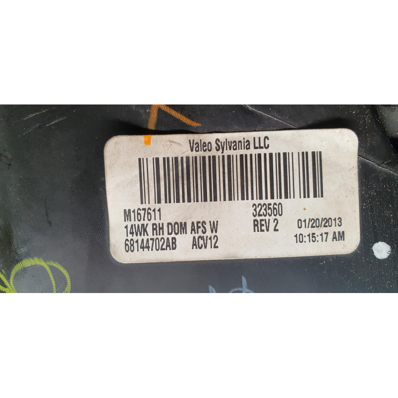 68144702AB Jeep Grand Cherokee Right AFS LED Xenon Headlight 2014-2016