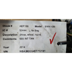 6864497 BMW 1-Series Steering Wheel Driver Airbag 2013-2021