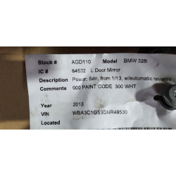 BMW 3 Series Left Turn Signal Mirror 2013-2016