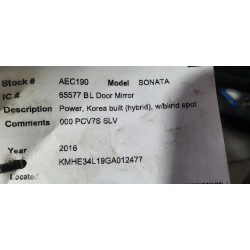 87610-C2070 Hyundai Sonata Hybrid Left Blind Spot Mirror 2015-2017