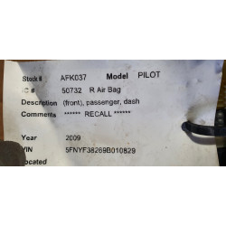 77850-SZA-A112-M1 Honda Pilot Passenger Dash Airbag 2008-2011