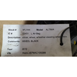 Nissan Altima Steering Wheel Driver Airbag 2007-2012