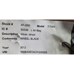98510-ZQ08B Nissan Titan Steering Wheel Driver Airbag 2008-2012 98510-ZQ09B