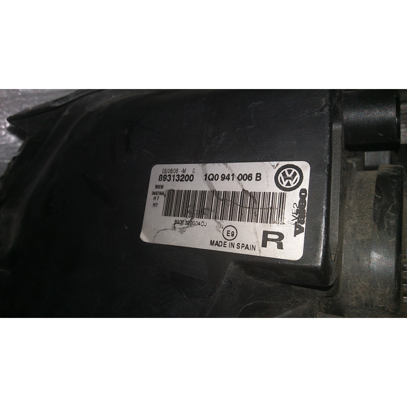 1Q0941006B Volkswagen Eos Right Halogen Headlight 2007-2011 1Q0941006D