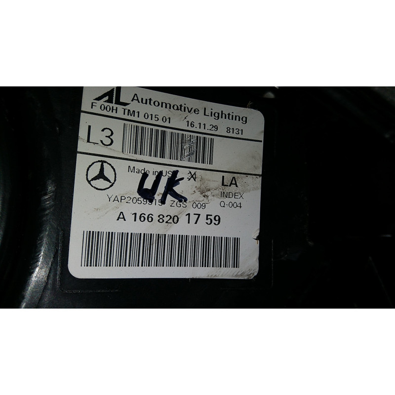 1668201759 Mercedes-Benz GLE Left Halogen Headlight 2016-2018