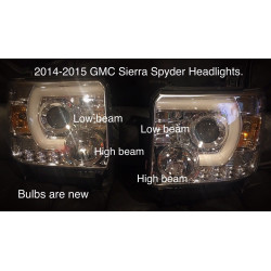 GMC Sierra 1500 Spyder Projector LED U-Bar Headlights 2014-2015