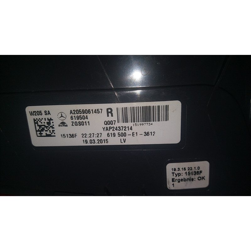 A2059061457 Mercedes-Benz C-Class Right LED Tail Lamp 2015-2018
