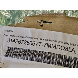 63825-1CA0A Infiniti FX35 Left Fender Air Vent Trim Molding Chrome