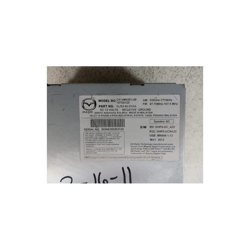 GJS2-66-DV0A Mazda 6 Navigation GPS CD Radio Player Receiver 2014-2016