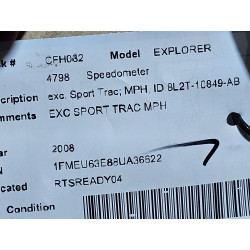 8L2T-10849-AB Ford Explorer Speedometer Instrument Gauge Cluster 2006-2010