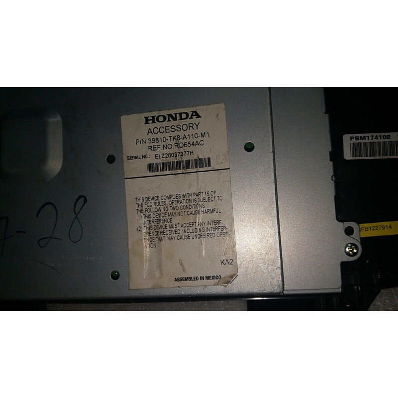 39810-TK8-A110-M1 Honda Odyssey Info Dash Display Screen Monitor 2014-2017