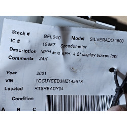 84911463 Chevrolet Silverado 1500 Speedometer Instrument Gauge Cluster