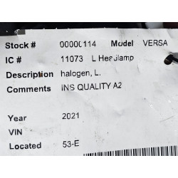 26060-5EE0A Nissan Versa Left halogen headlight 2020-2022