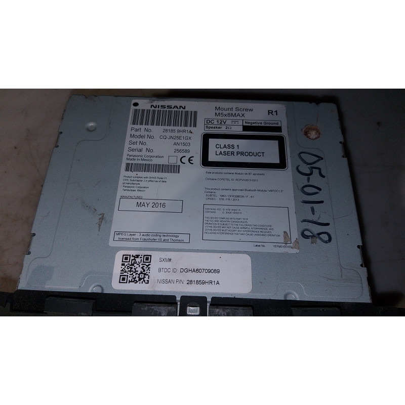 28185-9HR1A Nissan Altima Radio Receiver CD Player 2013-2017