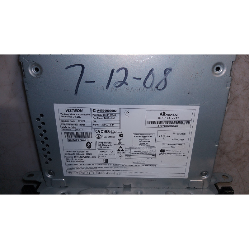 SMARTCAR FORTWO RADIO RECEIVER 2016-2017 R013-X07 28115-3034R VPERHF19C102AM