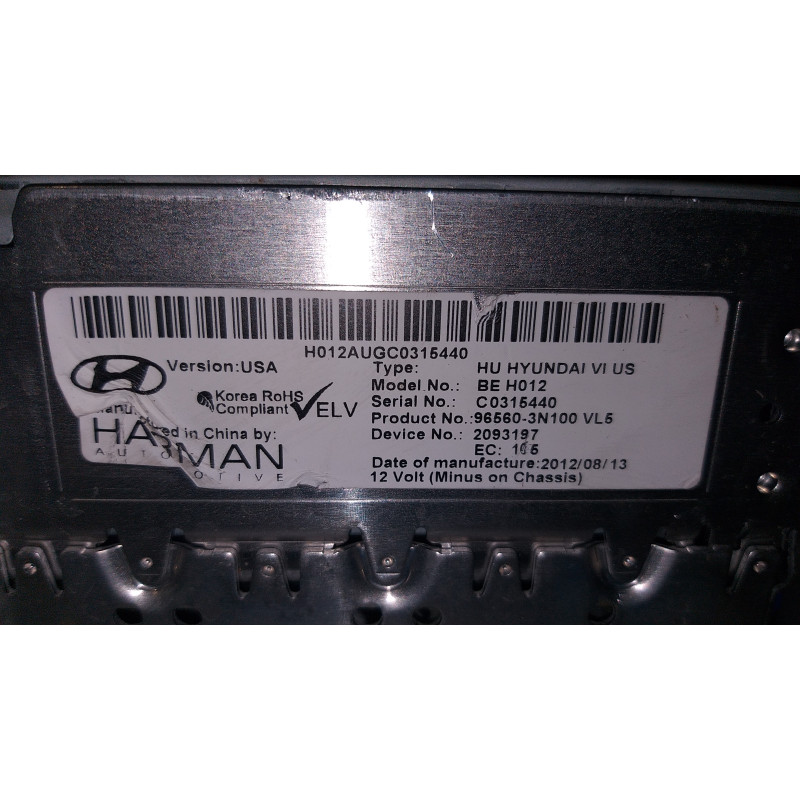96560-3N100 Hyundai Equus MP3 XM Bluetooth 6-Disc CD Player 2010-2013