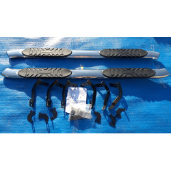 DODGE RAM 1500 QUAD CREW CAB Barricade 5 in Oval Bent STEP BARS Stainl. Steel 2009-2018 R102605-A R102606-A 193cm NEW