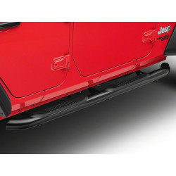 JEEP WRANGLER 4 Door 4x4 3 in. Round Curved STEP BARS Black 2018-2021 RedRock PW02755902 J122292-JL 176 cm NEW PAIR SET