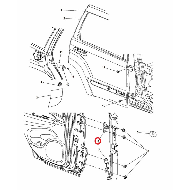 JEEP GRAND CHEROKEE DODGE DURANGO CHRYSLER 300 LEFT FRONT DOOR UPPER HINGE 2011 -2018 55113661AC NEW