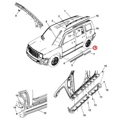 JEEP PATRIOT LEFT REAR DOOR MOLDING 2007-2017 1BB37DX8AB NEW