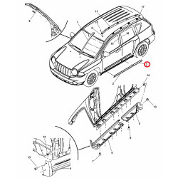 JEEP COMPASS LEFT REAR DOOR LOWER MOLDING 2011-2017 05182577AB NEW