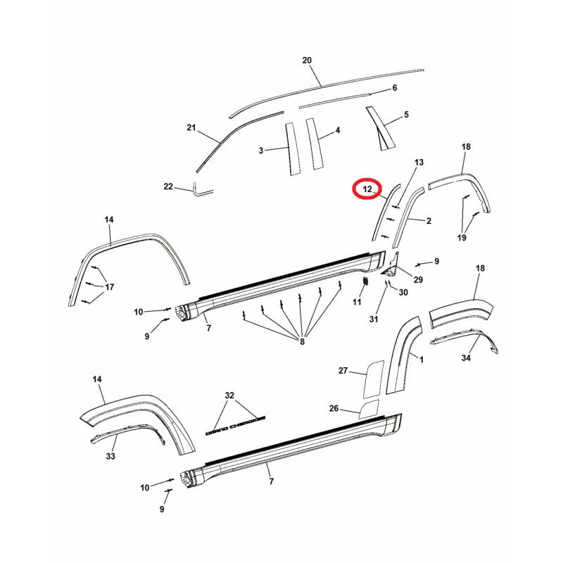 JEEP GRAND CHEROKEE RIGHT QUARTER PANEL INNER SEAL FLARE 2011-2018 1MZ76RXFAC NEW
