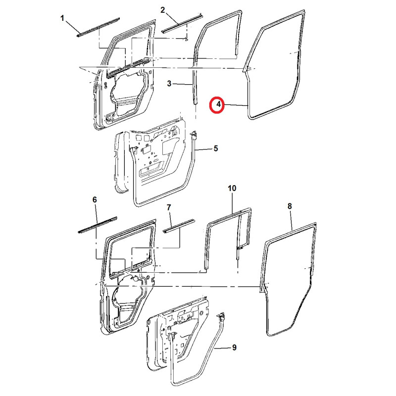 JEEP WRANGLER JK RIGHT FRONT DOOR WEATHER STRIP MOLDING SEAL 2007-2018 55395274AV  55395274AF NEW