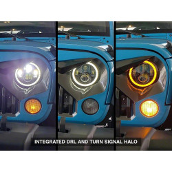 JEEP WRANGLER TJ JK AXIAL LED HALO HEADLIGHTS DRL & AMBER TURN SIGNALS 1997-2018 J108037 SET PAIR