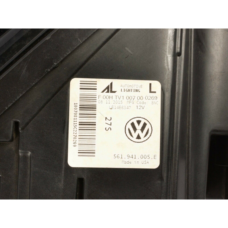561941005E Volkswagen Passat Left Halogen Headlight 2016-2019