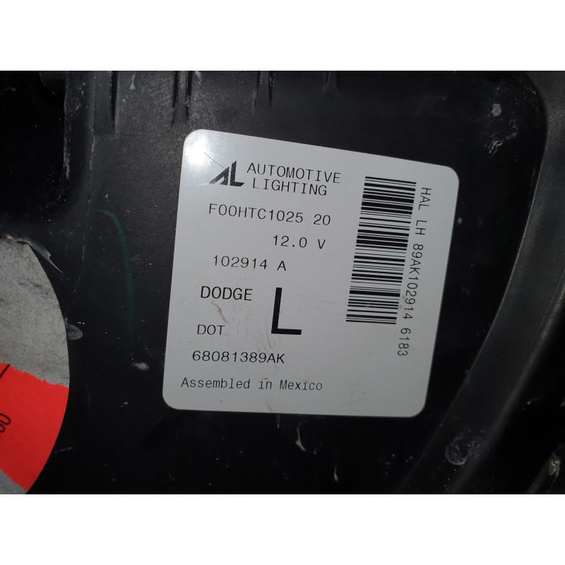 DODGE DART LEFT HALOGEN HEADLIGHT 2013-2015 68081389AK 68292803AA
