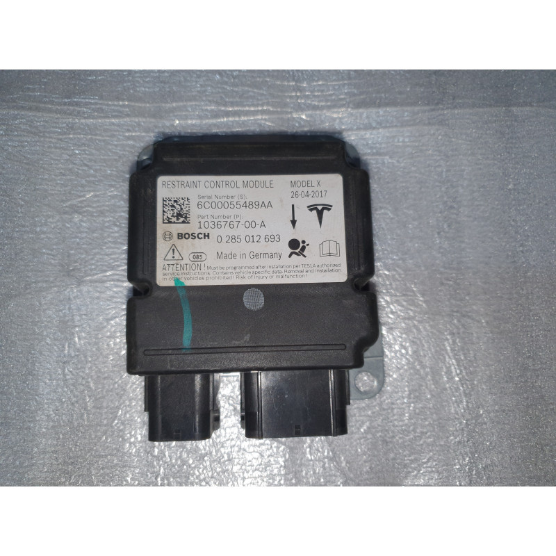TESLA MODEL X SRS AIRBAG RESTRAINT CONTROL MODULE 2016-2019 1036767-00-A 6C00055489AA BOSCH 0285012693