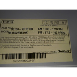 96160-2H1519K Hyundai Elantra AM FM XM Radio CD MP3 Player 2007-2009