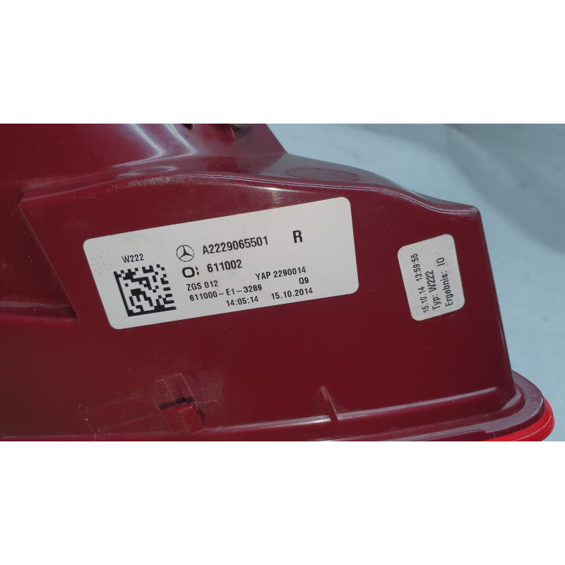 MERCEDES S CLASS W222 RIGHT LED TAIL LAMP 2014-2017 A2229065501 2229065501 EURO