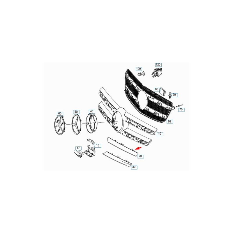MERCEDES GL W166 X166 LEFT UPPER CHROME GRILLE MOLDING 1668880085 A1668880085