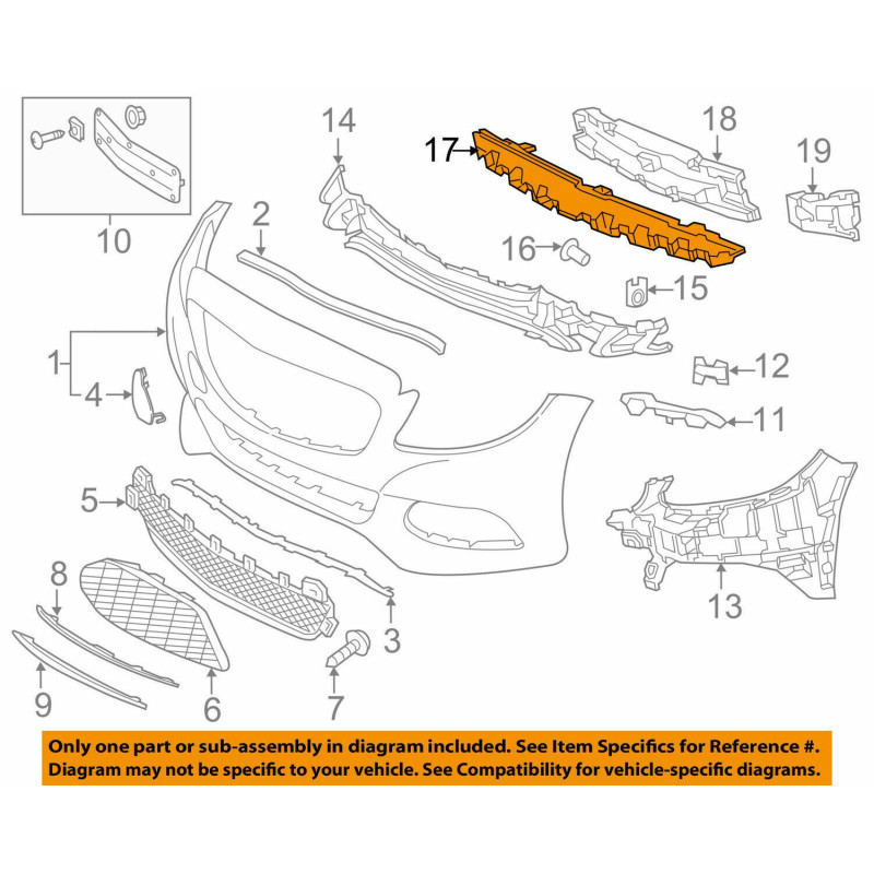 MERCEDES C W205 FRONT BUMPER SUPPORT UPPER BRACKET 2015-2018 A2058851165 2058851165