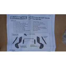 JEEP WRANGLER JK 3.5 Oval FRONT BULL BAR 2007-2018 Barricade J104352 NEW
