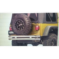JEEP WRANGLER YJ TJ CJ REAR BUMPER 1976-2006 BARRICADE DOUBLE TUBULAR POLISHED J100498 NEW