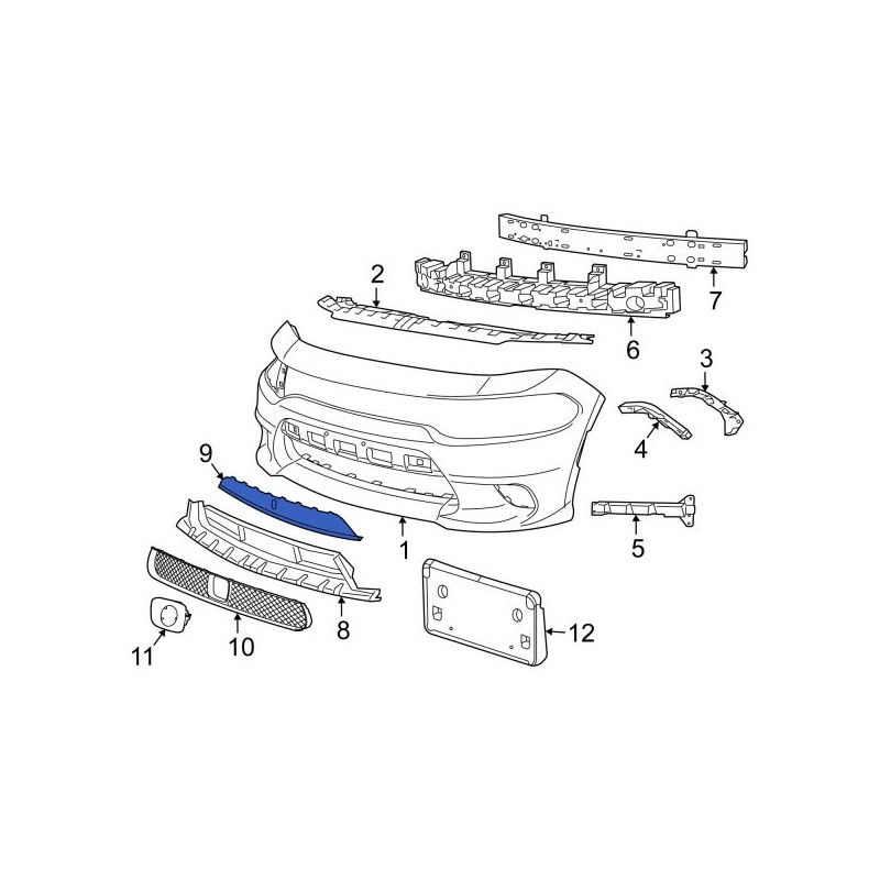 DODGE CHARGER FRONT BUMPER APPLIQUE MOLDING FASCIA COVER PANEL 2015-2021 68225517AA 68-5517AA NEW