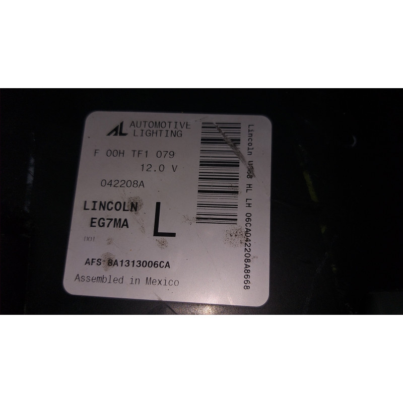 8A13-13006-CA Lincoln MKX Left AFS Halogen Headlight 2007-2010