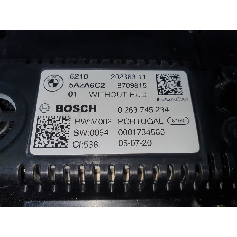 BMW 3 INSTRUMENT CLUSTER WITHOUT HUD 2020 6210202363 621020236311 202363 0263745234 8709815 5A2A6C2