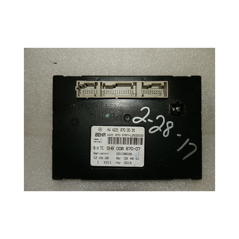 2218700091 Mercedes-Benz CL500 Heater Box Control Module 2007-2012